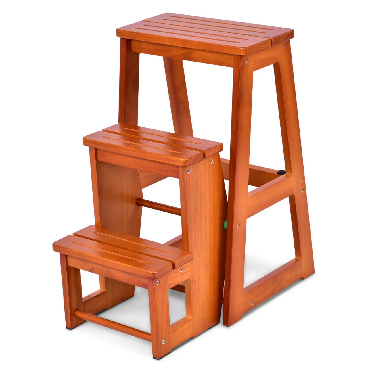 Portable Folding Step Stool Solid Pine Wood Lightweight Step Ladder for Home & Office